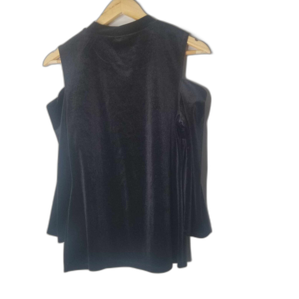 90's Inspired GUESS Women's 3/4 Sleeve Erika Cold Shoulder Velvet Top Sz M - Picture 5 of 5